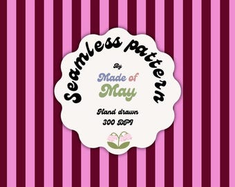 Pink Burgundy Stripe Pattern, Seamless Preppy Fabric Print (Digital Download)