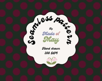 Pink Green Polka Dot Seamless Pattern | Hand-Drawn Digital Paper (PNG Download)