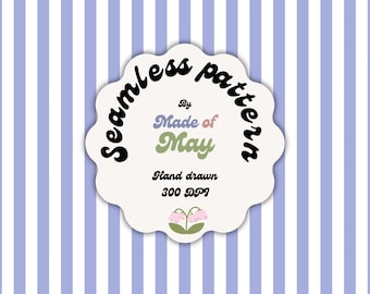 Blue Vertical Stripe Seamless Pattern | Hand-Drawn Digital Paper (300 DPI)