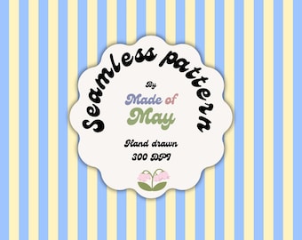 Blue Yellow Stripe Seamless Pattern | Hand-Drawn Digital Paper (Digital Download)