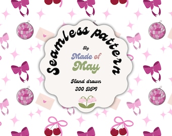 Pink Cherry Seamless Pattern | Girly Coquette Print (Digital Download)