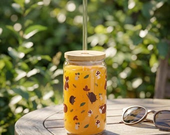 Autumn Fox Pattern Sipper Glass | 16oz