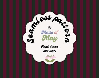 Pink and Green Stripe Pattern, Seamless Preppy Fabric Print (Digital Download)