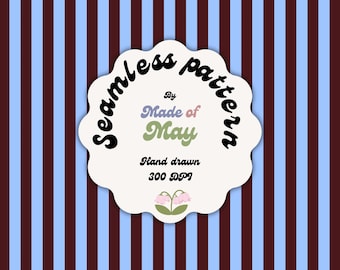 Blue and Brown Stripe Pattern, Seamless Preppy Fabric Print (Digital Download)