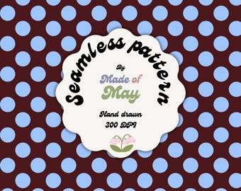 Blue Brown Polka Dot Seamless Pattern | Hand-Drawn Digital Paper (4000x4000px)