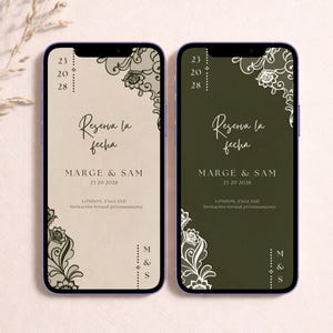Vintage Lace Save the Date Template, Spanish Wedding Invite (Digital Download)