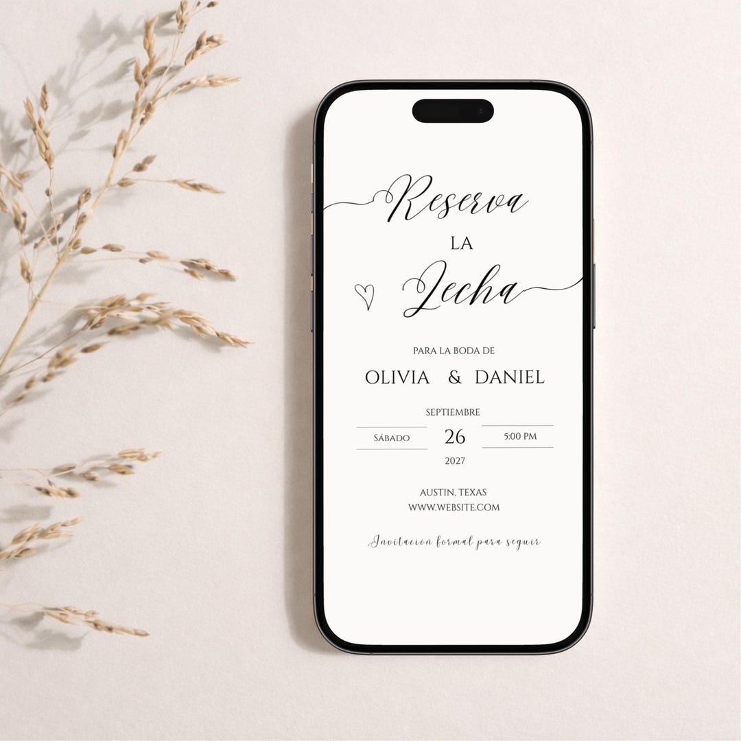 Electronic Spanish Save the Date Template, Modern Save the Date Evite ...