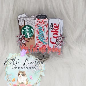 Yes, I’ve Ate Today Badge Reel | Cute Coffee & Energy Drink Badge Holder | Funny Nurse Badge Reel | Glitter Acrylic ID Holder image 13