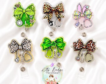 Bow Nurse Badge Reel Collection – Glitter Stethoscope Retractable ID Holders