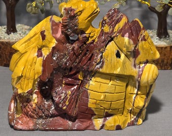 Mookaite jasper dragon on turret