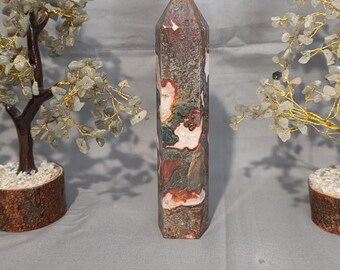 Red moss agate tower