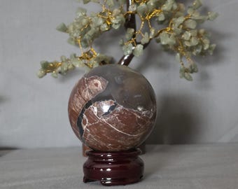 Red volcano agate sphere
