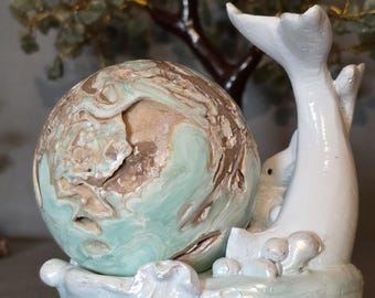 Hemimorphite sphere and stand