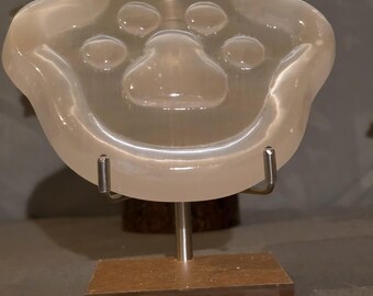 Selenite dog paw bowl