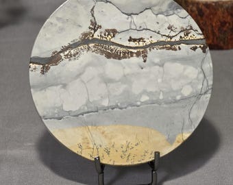 Picture jasper landscape disc on stand