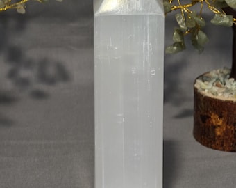 Polished Selenite Tower for Crystal Charging and Display