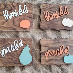 Thankful/Grateful small wooden signs