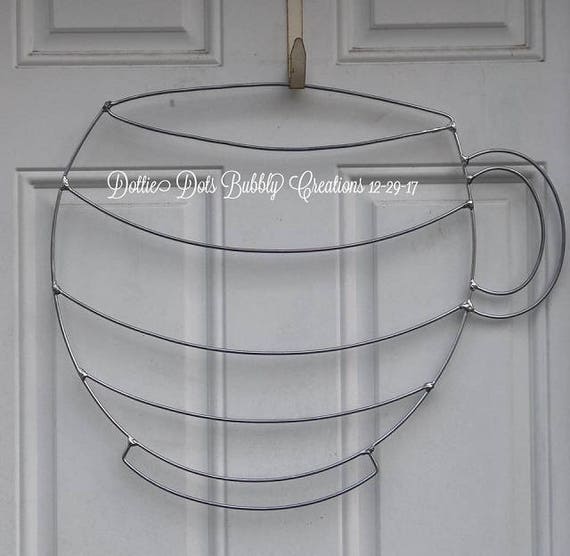 Coffee Cup Wire Wreath Form, DIY Decor (18"H X 21"W)