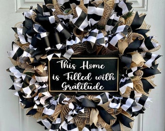 Jute Mesh Gratitude Wreath, Gratitude Wreath, jute wreath, mesh Wreath