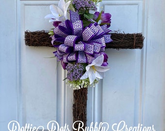 Easter Lily Cross Wreath, Easter Cross, Lily Cross