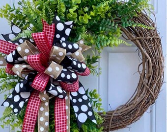 Half Sided Mixed Greenery Wreath, All Year Wreath, Seasonal Wreath, Interchangeable Wreath