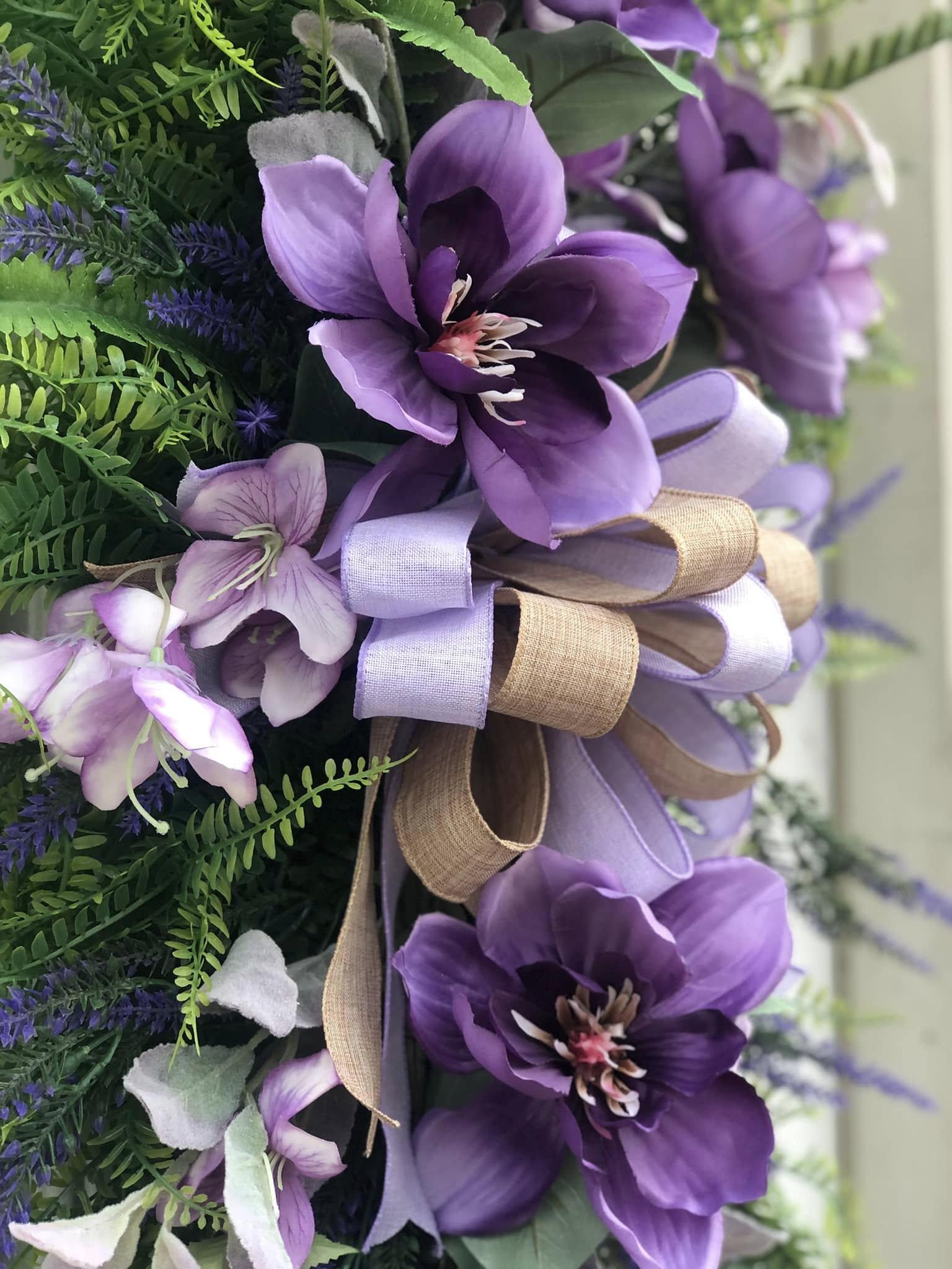 Purple & Lavender Magnolia Swag, Magnolia Swag, Magnolia Décor