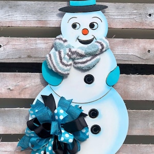 Wooden Winter  Snowman Door Hanger, Snowman Door Hanger, Snowman, Wooden Snowman, Door Hanger, Winter Door Hanger