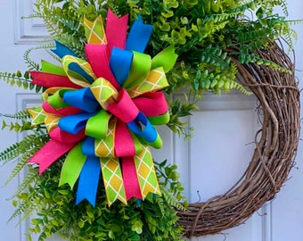 Half Sided Mix Greenery Grapevine Wreath, Grapevine Wreath, Mixed Greenery Wreath