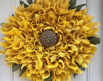 Sunflower Mesh Wreath, Sunflower Wreath, Summer Wreath, Fall Wreath, Everyday Wreath (SOLD)