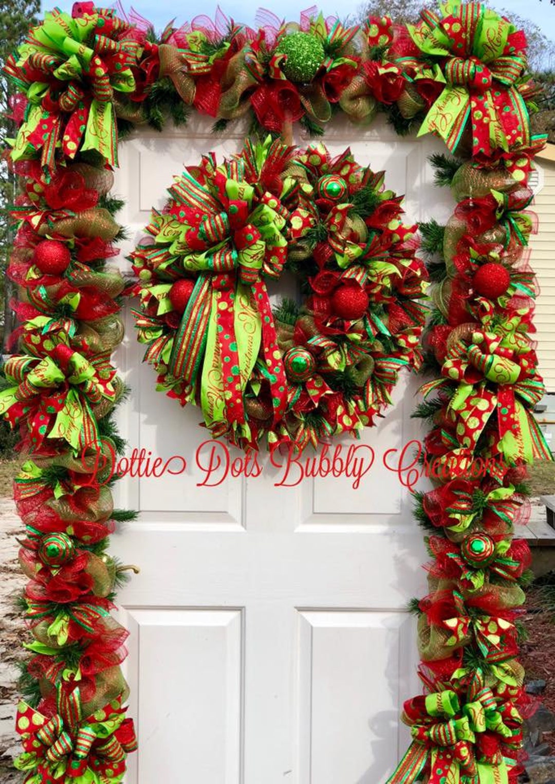 Whimiscal Red& Lime Wreath Garland Combo, Wreath Garland Combo