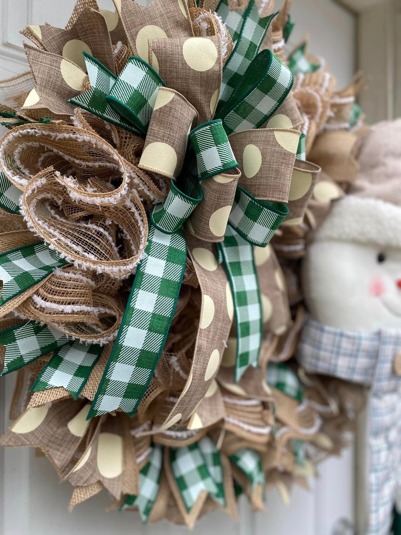 Plaid Snowman Wreath, Jute Mesh, Winter Door Decor - Etsy