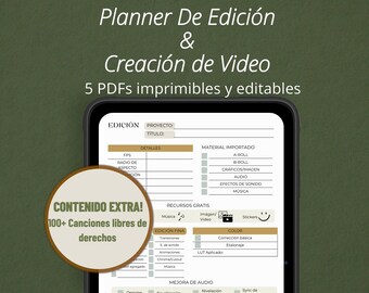 Planners for Content Creators and Video Editors | Professional Workflow PDF Printable and Editable