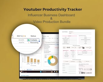 Video ROI Calculator | Editing and Production Planner Bundle, YouTube Profit Tracker | Content Creator Spreadsheets and Printables