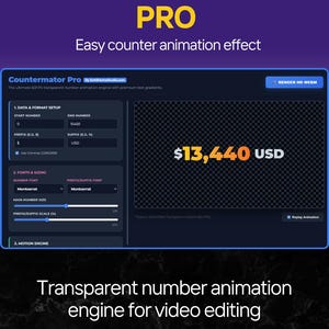 Animated Number Counter Generator | Transparent WebM HTML Overlays | CapCut, Premiere, DaVinci Resolve, Filmora