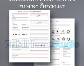 Real Estate Video Planner and Shooting Checklist | Printable Youtuber Script Template and Filming Cheatsheet For Social Media Influencers