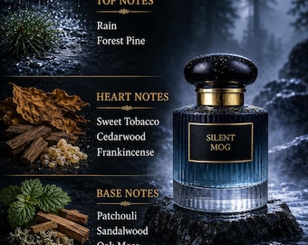 Handgjord herrparfym 'Silent Mog' med skogstall, patchouli, rökelse och naturlig doft