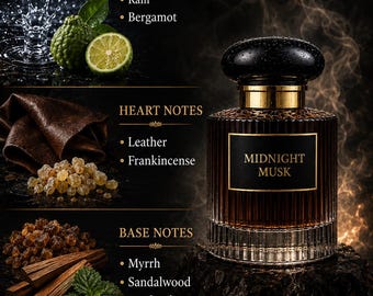 Handgefertigtes Herren Köln Spray 'Midnight Musk' mit Regen, Myrrhe, Sandelholz, individueller Duft