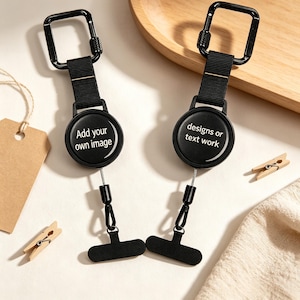 Custom Image, Text Retractable Phone Tether, Personalized Heavy Duty Anti-Lost Phone Lanyard