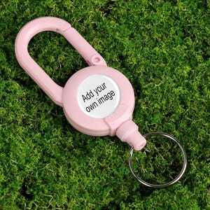 Custom Retractable Heavy Duty Steel Wire Carabiner Badge Holder - Add Your Logo, Photo - Personalize for Nurses, Staff