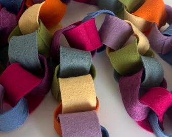 Colorful Felt Chain Garland, Birthday Party Decor, Kids Room Banner