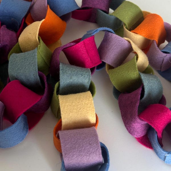 Colorful Felt Chain Garland, Birthday Party Decor, Kids Room Banner