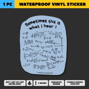 Funny Sarcastic Math Sticker – “Sometimes This Is What I Hear” Waterproof Vinyl Sticker