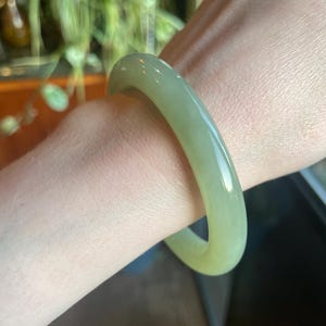 Certified 56.5mm Qing Shui Translucent Lake Green Nephrite Jade Bangle, XJ He Tian Yu