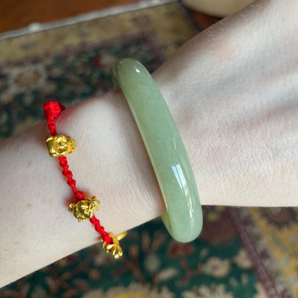 56mm Watery Lake  Green Nephrite Jade Bangle -Certified
