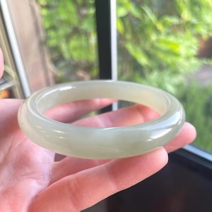 Certified 56.5mm Qing Shui Translucent Honey Water Nephrite Jade Bangle, XJ He Tian Yu