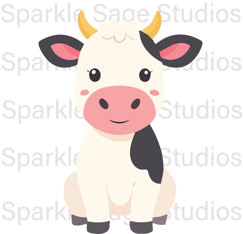 Cow Clipart Bundle | Cute Farm Animal SVG PNG Set | Kawaii Baby Cow ...