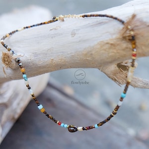 Collar con múltiples piedras de ojo de tigre – Collar playero en tonos tierra para el verano