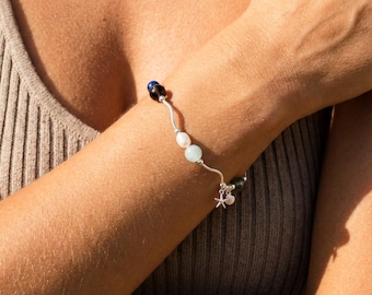 Shell, Starfish & Pearl Charm Bracelet – Surfer Beach Jewelry, Coastal Summer Bracelet