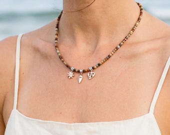 Agate Charm Choker Necklace – French Riviera Beach Jewelry for Summer