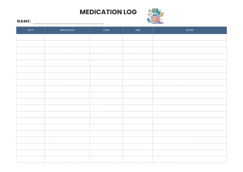File Header Medication Printable Medication List, Weekly Tracker, Medication Chart, A4 and ...